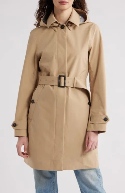 Save The Duck Jackie Water Resistant Raincoat With Removable Hood In Stardust Beige