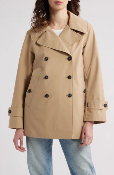 Save The Duck Sofi Double-breasted Short Parka In Stardust Beige