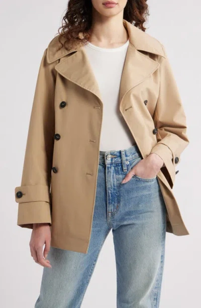 Save The Duck Sofi Double-breasted Short Parka In Stardust Beige