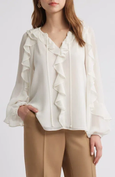 Kobi Halperin Bali Raglan-sleeve Ruffle Blouse In Ivory