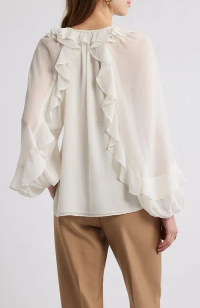 Kobi Halperin Bali Raglan-sleeve Ruffle Blouse In Ivory
