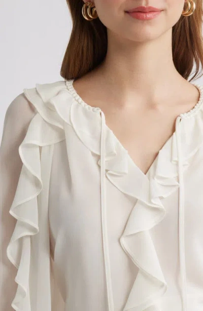 Kobi Halperin Bali Raglan-sleeve Ruffle Blouse In Ivory