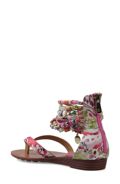 Zigi Farina Beaded Ankle Cuff Sandal In Red Multi