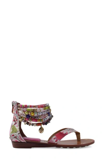 Zigi Farina Beaded Ankle Cuff Sandal In Red Multi