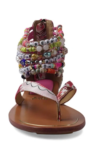 Zigi Farina Beaded Ankle Cuff Sandal In Red Multi