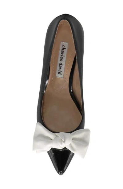 Charles David Adren Pointed Cap Toe Pump In Black-white