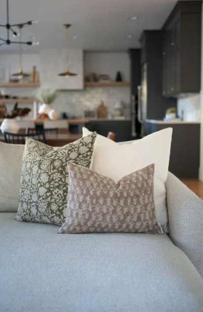 Linen & James Andie Warm Brown Floral Handblock Pillow Cover In Java Brown