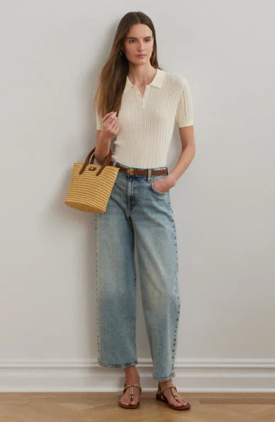 Ralph Lauren Lauren  Crop Wide Leg Jeans In Blue
