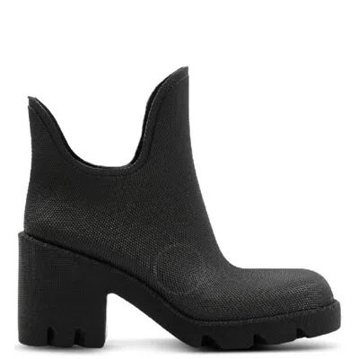 Burberry Woman Ankle Boots Charcoal Size 8 Rubber In Black