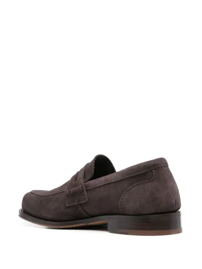 Tricker's Almond Toe Penny Strap Suede Loafers In Multi