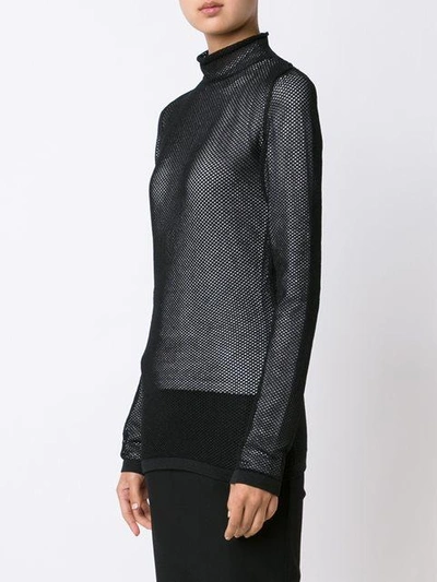 Shop Loewe Sheer Mesh Mock-neck Top In Blue