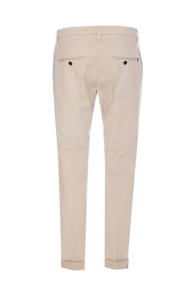 Dondup Trousers With Back Pockets And Button Detail In Neutral