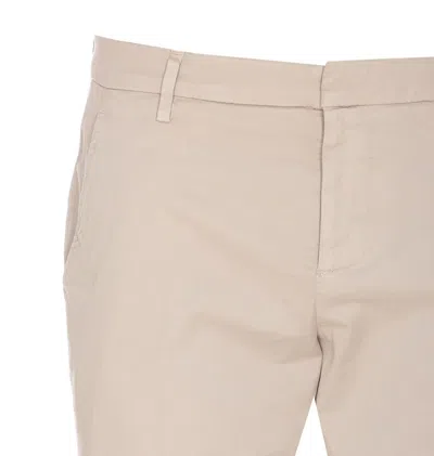 Dondup Trousers With Back Pockets And Button Detail In Neutral
