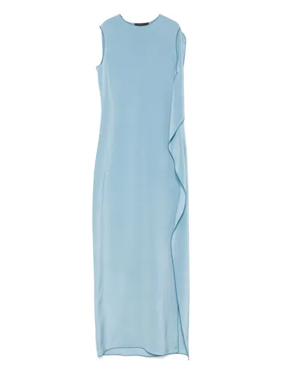Max Mara Elegante Odessa Silk Maxi Dress In Blue