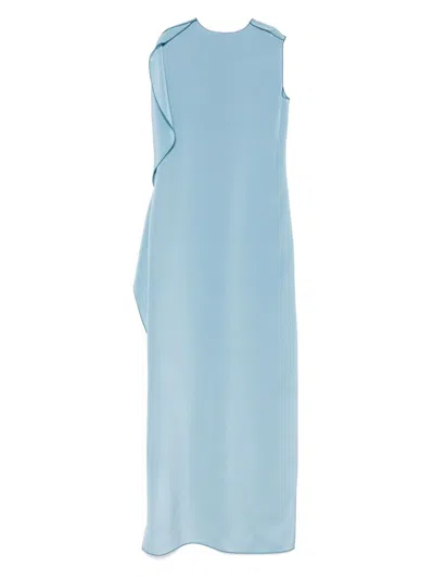 Max Mara Elegante Odessa Silk Maxi Dress In Blue