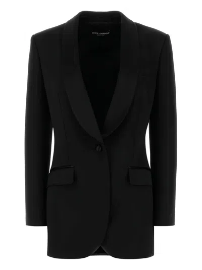Dolce & Gabbana Black Stretch Wool Blend Blazer