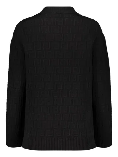 Fendi Ff Pattern Round-neck Pullover In Black