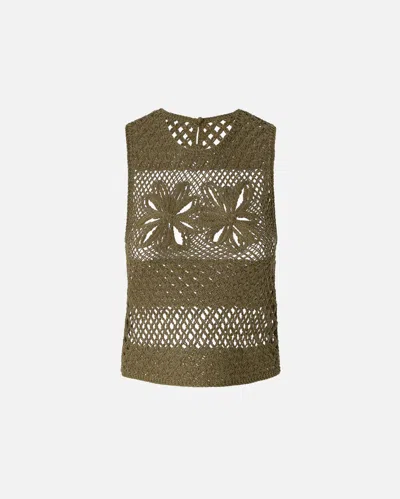 Pinko Crochet Vest In Brown
