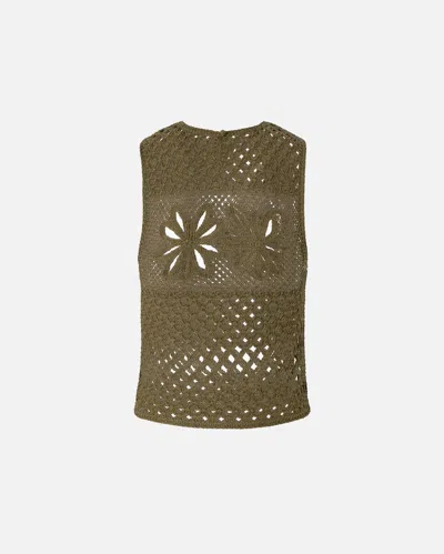 Pinko Crochet Vest In Brown