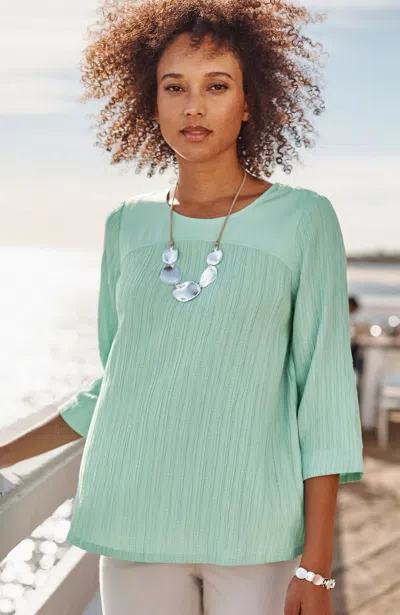 Jjill J.jill Wearever Crinkle-textured Top In Aqua Tint
