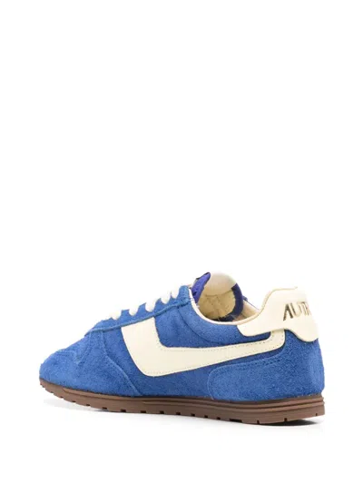 Autry Windspin Leather-trimmed Brushed Suede Sneakers In Blue
