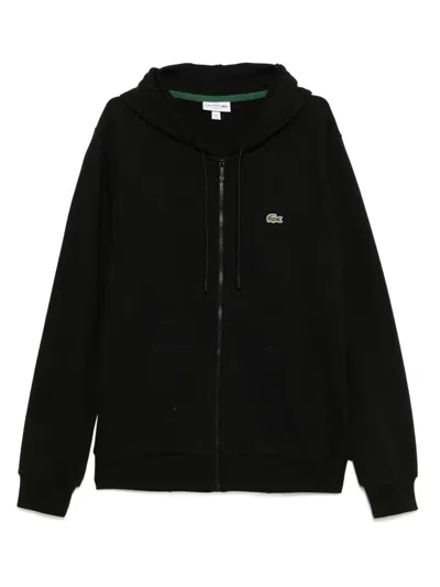 Lacoste Classic Fit Fleece Hoodie In Black