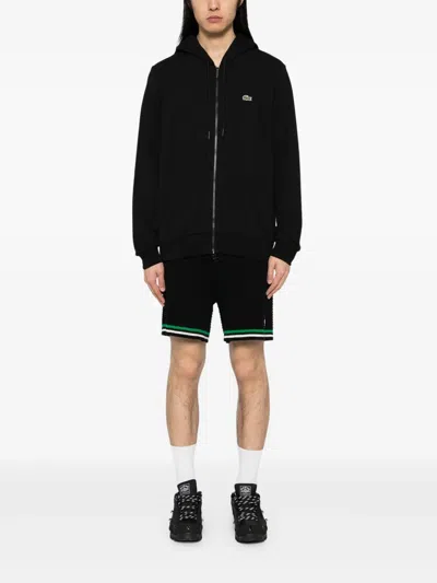 Lacoste Classic Fit Fleece Hoodie In Black
