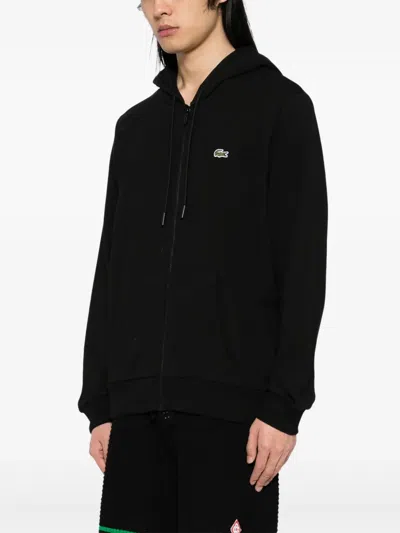 Lacoste Classic Fit Fleece Hoodie In Black