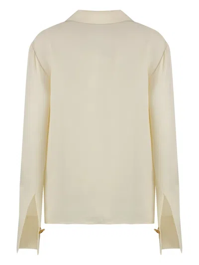 St John Long-sleeve Blouse In Neutrals