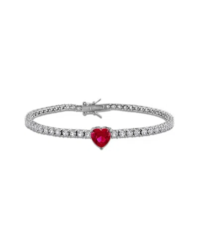 Rina Limor Silver 8.00 Ct. Tw. Lab-grown Ruby & Sapphire Bracelet