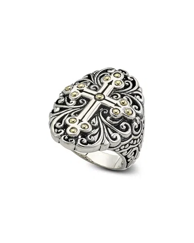 Samuel B. Two-tone Balinese Cross Ring In Gray