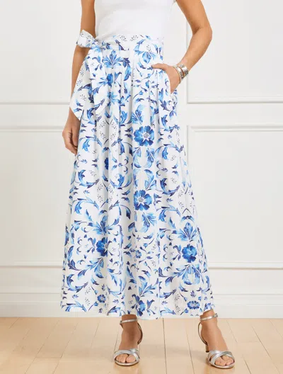 Talbots Plus Petite - Piper Pleated Patio Skirt - Beautiful Scroll - White/ink - 14 - 100% Cotton  In White,ink