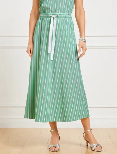 Talbots Petite - Fresh Poplin Drawstring Skirt - Dewdrop Stripe - Spring Lush - Medium  In Spring Lush