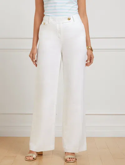 Talbots Plus Size -  Greenwich Wide Leg Linen Pants - White - 24 In White