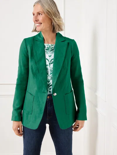 Talbots Plus Petite - Tailored Seaming Linen Blazer - Heritage Green - 16  In Heritage Green