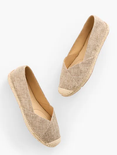 Talbots Izzy Asymmetric Linen Espadrille Flats - Natural - 11m  In Natural