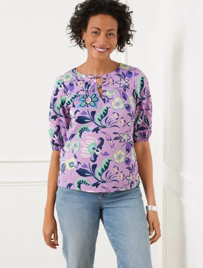 Talbots Plus Petite - Tie Front Top - Jacobean Floral - Spring Lilac - 3x  In Spring Lilac