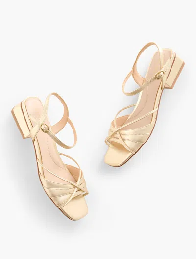 Talbots Viv Strappy Nappa Block Heel Sandals - Metallic - Gold - 11m  In Gold