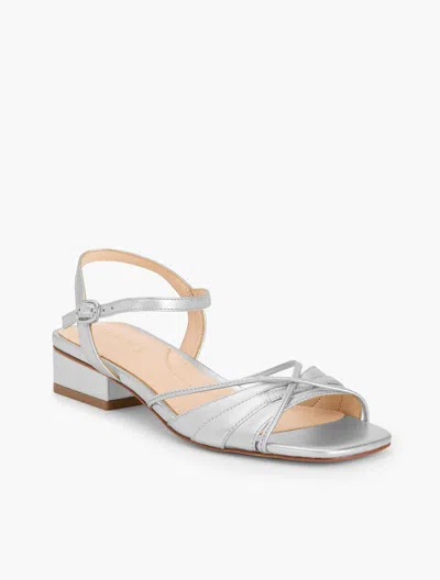 Talbots Viv Strappy Nappa Block Heel Sandals - Metallic - Silver - 11m  In Silver