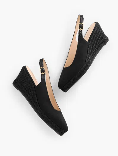 Talbots Vivi Canvas Slingback Espadrille Wedges - Black - 11m - 100% Cotton  In Black
