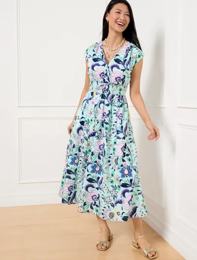 Talbots Plus Size - Voile Midi Dress - Jacobean Floral - Blue Ice - 24  In Blue Ice