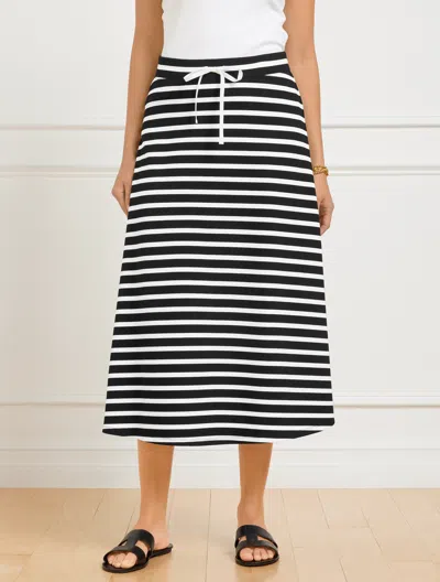 Talbots Plus Petite - Effortless Ultraknit A-line Midi Skirt - Crocus Stripe - Black/white - 2x  In Black,white