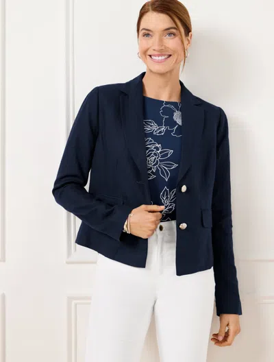 Talbots Plus Petite - Short Linen Blazer - Colors - Blue - 20  In Blue