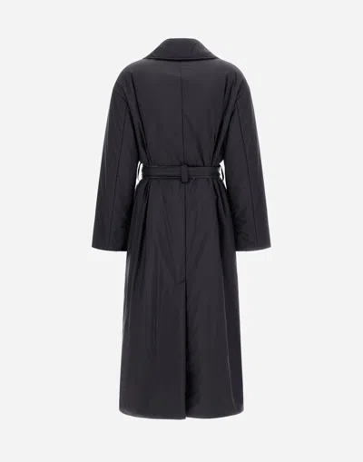 Herno Trench Coat In Ecoage And Monogram Lurex In Blu Navy