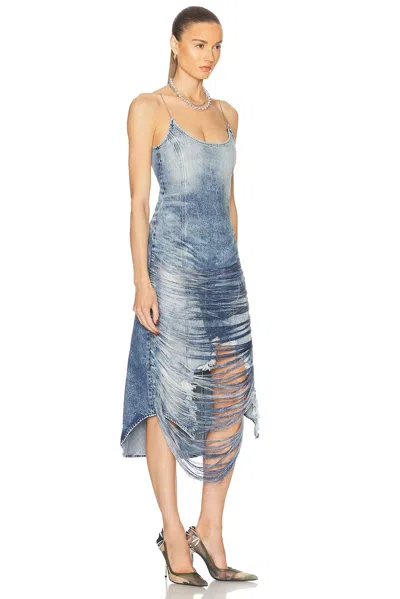 Diesel Fringed Minidress In Blue
