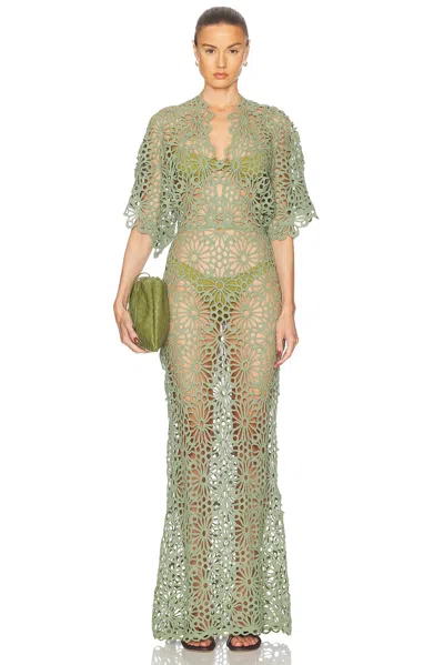 Norma Kamali Obie Cotton-blend Gown In Vintage Green