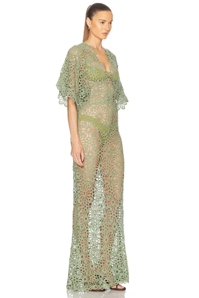 Norma Kamali Obie Cotton-blend Gown In Vintage Green
