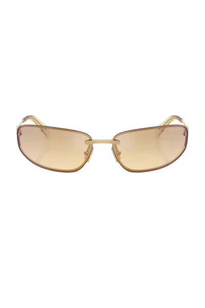 Miu Miu Womens Gold Mu A50s Oval-frame Metal Sunglasses In Gold