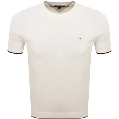 Tommy Hilfiger Tipped Knit Tee Cream In White