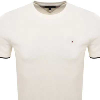 Tommy Hilfiger Tipped Knit Tee Cream In White